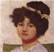 Max Buri Kopf eines jungen Madchens mit Hals-und Haarband oil painting